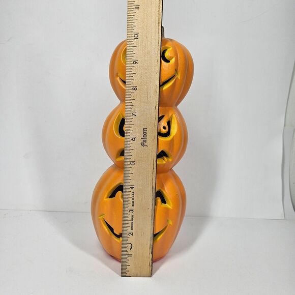 3 Stacked Foam Pumpkins Halloween Jack O Lanterns 1998 Vintage NON WORKING - Picture 5 of 16
